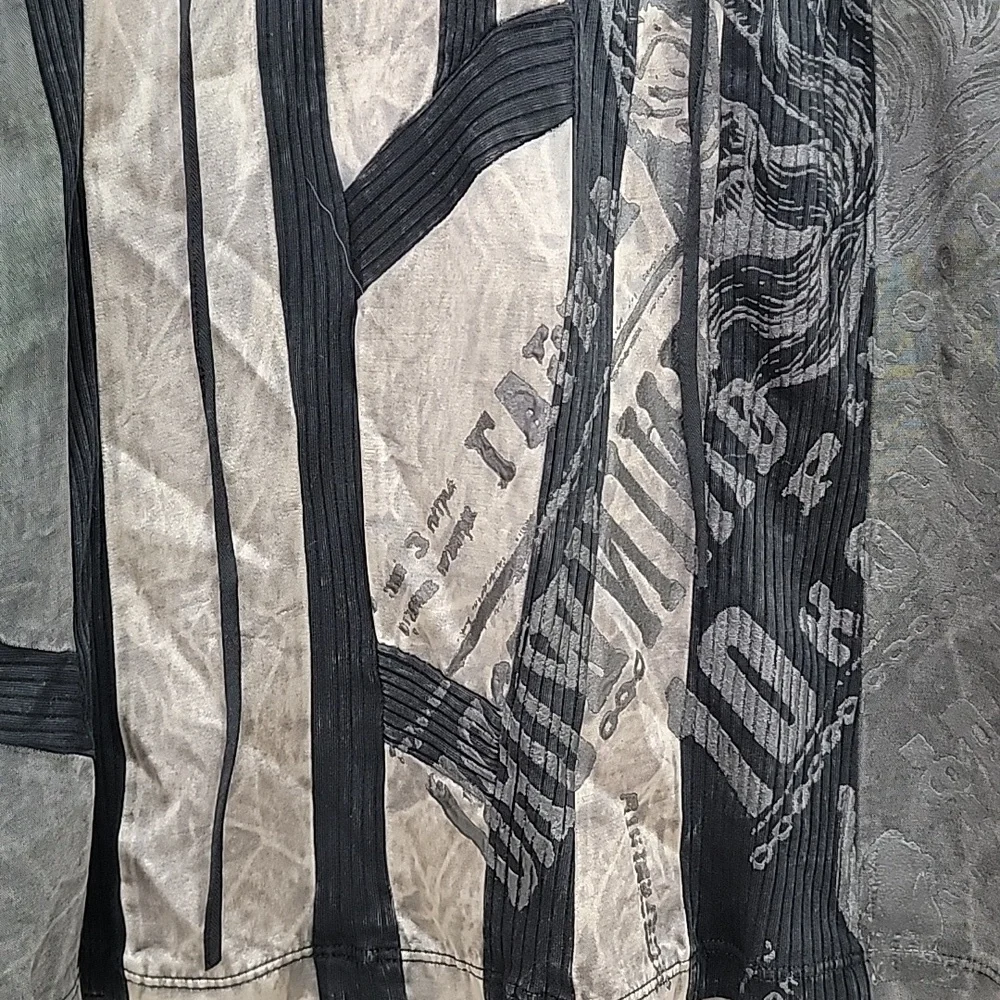 Salvage Black and Gray Satin, Embossed Camisole Top, Mini Dress - Picture 5 of 9